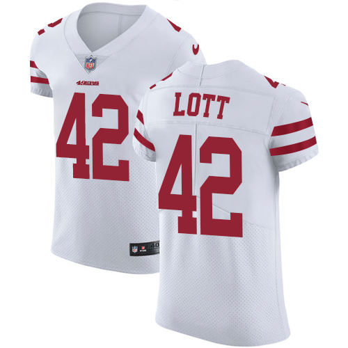 Nike 49ers #42 Ronnie Lott White Men's Stitched NFL Vapor Untouchable Elite Jersey - Click Image to Close